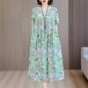 Camisola de Algodão e Seda para Mãe Feminina plus size Solta Vestido de Algodão Artificial para Meia-idade e Idosos Manga Curta Bolso Roupa de Casa