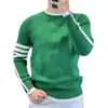 Novo Suéter Tricô Listrado Ponto Quatro Barras Masculino Moda Primavera e Outono Marca de Moda Alta Qualidade Versátil Macio Aconchegante Suéter Confortável