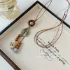 Nuevo Collar Anillo Retro Estilo Chino Hoja Largo Estilo Antiguo Apilado de Alto Valor Borla Cadena de Clavícula Ajustable con Tira para Mujer