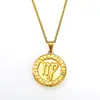 Pingente de Ícone de Signo do Zodíaco Novo Estilo Transfronteiriço Aço Titânio Banhado a Ouro 18K Corrente de Clavícula Colar de Casal Atacado