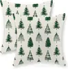 Funda de Almohada Navideña Nueva Coche Pino Copo de Nieve Bola de Navidad Estampado de Lino Decoración de Habitación Cojín de Sofá