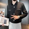 Camisa Senso de Outono Masculina Manga Longa Estilo Coreano Moda Camisa Bonita Estilista Marca Tendência Camisa Ins