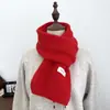Bufanda de punto de color liso transfronteriza para mujer, otoño e invierno, versátil, cálida, calentador de cuello rojo para hombre, simple, de alta gama, estilo de pareja