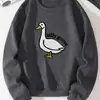 Sudadera Redonda con Estampado de Ganso Tonto para Hombre, Suéter Cálido de Invierno y Otoño, Sudadera de Color Sólido, Top de Manga Larga