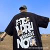 Camiseta de Manga Curta Masculina Verão Estilo Americano hiphop Tendência Estampada Top de Meia Manga Solto Plus Size Casual Camiseta de Casal