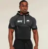 Camiseta con Capucha para Hombre de Fitness de Co-Marca UFC, Alta Elasticidad, Secado Rápido, Adelgazante, para Gimnasio, Entrenamiento de Levantamiento de Pesas y Carrera, Manga Larga