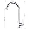Torneira de Cozinha com Tubo Único Dobrável Universal para Pia, Bancada, Purificador de Água, Varanda, Torneira de Água Fria Única em Aço Inoxidável