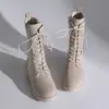 Botas de Moda de Gran Tamaño para Comercio Exterior Otoño e Invierno Nuevas Botas Estilo Coreano Suela Gruesa Punta Redonda Botas Blancas para Mujer en Stock Venta al por Mayor Transfronteriza