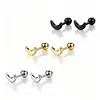 Pendientes de Acero de Titanio con Forma de Luna Estilo Coreano, Rosca para Cartílago Auricular Femenino Minimalista, para Ventas Transfronterizas en Amazon