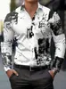 Camisa Casual Masculina de Manga Longa com Estampa Digital Amazon Europeia e Americana Cross-Border Stretch