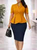 D3363 Ropa para Mujer Tallas Grandes 2026 Nuevo Verano Manga Corta Volantes Elegante Bloques de Color Ajustado Vestido Africano