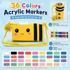 Marcadores acrílicos de punta suave para retoques de color, empaquetados en una bolsa de tela con temática de abejas, acuarelas lavables, mezclables y que no traspasan para estudiantes de arte