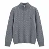 Estilo Old Money Otoño/Invierno Suéter de Punto Bordado de Caballo Pequeño para Mujer con Media Cremallera y Cuello Alto Manga Larga Ajustado Capa Base para Mujer