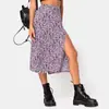 Amazon Vestido Largo Estampado Floral para Mujer Europea y Americana Cintura Alta Falda con Abertura en Cadera Largo Medio Falda Línea A