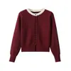 Novo Estilo Primavera Cedo Ano Zodiacal 2026 Elegante e Jovem Blusa Solta Emagrecedora, Suéter de Tricô Vermelho Gola Redonda Estilo Chanel para Mulheres