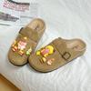 Chinelos Birkenstock Casuais de Desenho Animado para Meninas Outono e Inverno Shirley Rose Flats Retrô Meio Chinelo
