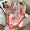 Bufanda Decorativa Cuadrada de Imitación Seda de Alta Gama Estilo Coreano para Mujer, Nueva Moda Primavera y Verano, Versátil de Lujo Ligero, Chal y Bufanda