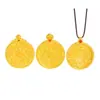 Loja de Ouro Puzuo Mesmo Estilo Ouro Areia Acessórios DIY Nove Palácios Baguá Doze Signos Zodiacais Pingente de Marca Grande Colar de Corda de Couro para Homens e Mulheres