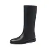 Botas de Blogger de Cuero de Vaca Completo Estilo Chimenea 2026 Invierno Tacón Bajo Grueso Punta Redonda Versátiles Cuero Genuino De Ponerse Botas de Media Caña Talla de Mujer 41 Grande