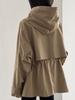 Gabardina caqui con capucha estilo británico para mujer, otoño, abrigo corto pequeño, top holgado casual retro