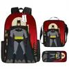 Mochila de Dibujos Animados de Venta Caliente Transfronteriza Batman Batma Mochila Escolar Bolso de Hombro Estuche para Lápices Juego de Tres Piezas