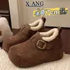 Zapatos de Mujer estilo Birkenstock de Cuero Vacuno con Cobertura Total para Aumentar la Altura, Forrados de Felpa y Engrosados para Calidez, Zapatos de Algodón, Botas de Lana de Cordero, Botas de Nieve