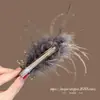 2025 Pinza para el Cabello de Plumas de Avestruz Moradas con Manchas Versión Coreana de Diamantes de Imitación Perla Accesorios para el Cabello de Cristal Diadema de Diamantes de Imitación Accesorios para el Cabello Súper de Hada