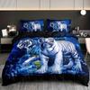 Funda nórdica con estampado HD de tigre blanco, juego de cama de tres piezas azul y rosa, suave y cómoda, exclusiva transfronteriza
