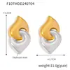 Omega Acero Inoxidable Chapado en Oro Verdadero de 18K Pendientes Dorados Geométricos Clavos para Orejas Exagerados Modernos Joyería para Orejas de Acero de Titanio