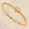 Pulsera de Zirconia de Moda Estilo Océano, Chapada en Cobre con Oro de 18 Quilates, Pulsera Abierta de Lujo Ligero, Joyería Versátil y de Alta Gama para Vacaciones