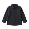 Camisa infantil marrón, camisa de manga larga multicolor para primavera y otoño, top versátil de color liso para niños, uniforme escolar