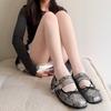 Otoño Nuevo Estilo Miu Gris Patrón Oscuro Cuadros de Diamantes Jacquard Base Ajustada Aspecto Adelgazante Versátil Ligeramente Transparentes Medias