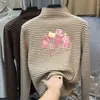 Camiseta Térmica de Felpa para Niña Otoño/Invierno Nuevo Estilo Camiseta de Manga Larga Infantil Ropa Interior Elegante para Bebé Top de Rayas de Cuello Alto