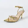 Fábrica Pequeña Producción Personalizada Exportación Transfronteriza Suministro Sandalias Tacón 8cm Zapatos de Mujer Tira Fina Tacones Altos Punta Fina Tira Fina