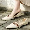 Nuevos zapatos Mary Jane con cuentas de estilo chino para mujer, planos de punta fina y poco profundos, estilo delicado, versátiles para ir al trabajo, zapatos de abuela