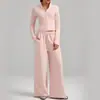 Traje deportivo cálido de otoño e invierno, chaqueta recia a prueba de viento, pantalones de pierna ancha de cintura alta, conjunto de dos piezas térmico engrosado 62623+62343