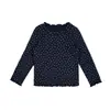 Ropa para niños Nuomi Wanzi, camiseta básica de lunares de colores para niñas, estilo otoño, camiseta dulce de manga larga con volantes en los bordes, ropa interior hipoalergénica