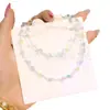 Collar de Perlas de Cristal Coloridas Frescas de Verano Hecho a Mano con Cuentas para Mujer, Cadena de Clavícula en Capas de Lujo Ligero de Nicho