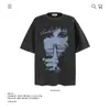 Camiseta de Manga Curta com Estampa de Personagem American Graffiti em Algodão Puro Pesado 250g para Homens e Mulheres Verão Solta Tendência Marca Atacado Transfronteiriço