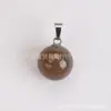 Colgante Redondo de Cristal de Piedra Natural 14mm Cierre de Semilla de Melón Agujero Único Colgante Accesorio para Collar DIY