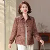 Abrigo de otoño de alta calidad para madres con cuello de solapa y mangas largas, adecuado para mujeres de mediana edad de 50 años, top casual estampado para uso diario