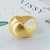 Anillo de Moda Asimétrico Estilo Ins Oro de 18 Quilates Dedo Índice Femenino Anillo Cepillado Lujo Accesible Joyería para Fiestas Fabricante Venta Directa