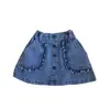 Saia Jeans Versátil com Renda Estilo Coreano Nova Primavera/Verão com Bolso de Renda Saia Jeans Meia-Saia Infantil Jeans Nova 2026