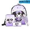 Mochila Escolar de Três Peças Periférica Impressa 3D Novo Produto Sanrio Kuromi Mochila Estudante Bolsa de Lápis de Ombro
