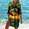 3D Mujer Fábrica de Origen Bikini Abrigo Camisa Traje de Baño Cárdigan Playa Estampado de Palmera Blusa de Playa Vacaciones