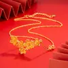 O Mesmo Estilo do Usado em Lojas de Ouro, Colar de Flor de Pessegueiro Florido Três Vidas Três Mundos em Ouro de Areia Estilo Antigo, Corrente Integrada, Série de Casamento
