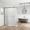 Mampara Rectangular Nórdica para Baño, Pantalla para Cabina de Ducha con Separación de Seco y Húmedo, Pantalla de Baño de Vidrio con Marco de Acero Inoxidable