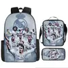 Mochila Deportiva de Tres Piezas Ronaldo Estrella de Fútbol Transfronteriza Bolsa para Comida Bolsa para Lápices Estudiantes de Primaria y Secundaria Mochila Casual Reductora de Carga