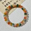Pulseira de Bodhi Natural com Pastilhas de Flor Flutuante Multicoloridas, Círculo Único de Corte Reto, Alívio Silencioso do Estresse, Joia de Contas Budistas Macias para Envolver o Dedo