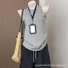 Camisola Rosa de Algodão e Linho para Mulheres, Estilo Fino de Verão, Novo Modelo 2026, Corte Solto, Versátil, Costas nadador, Peça para usar por cima, Top para usar como base